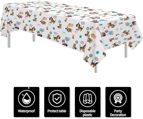 Dog Birthday Decorations Tablecloth Set 3 Pack 86x55in