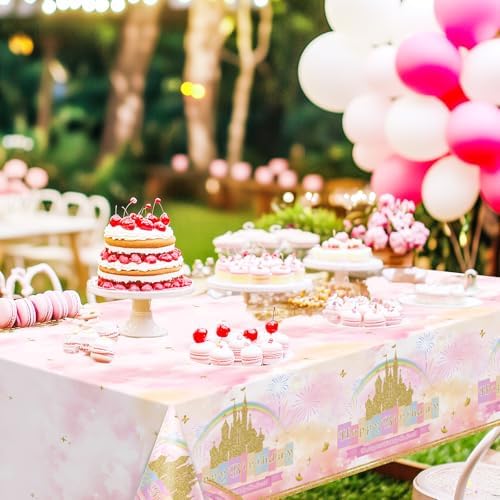Avezano 3 Pcs Princess Castle Tablecloth for Birthday Parties