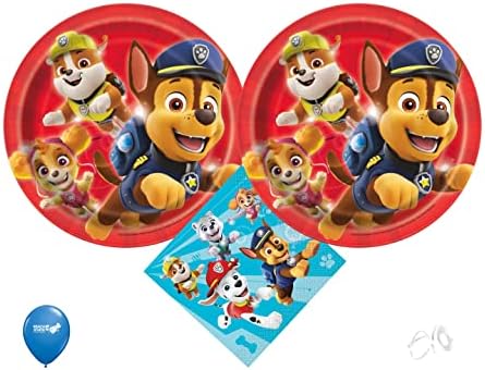 Paw Patrol Birthday Party Supplies Bundle - 16 Plates Napkins