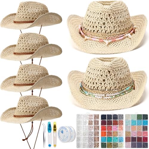 Hercicy 6 Set Coastal Cowgirl Hat DIY with Beaded Kit
