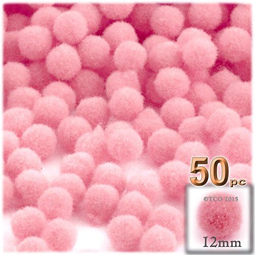 The Crafts Outlet 50-Piece Multi Purpose Pom Poms Pink