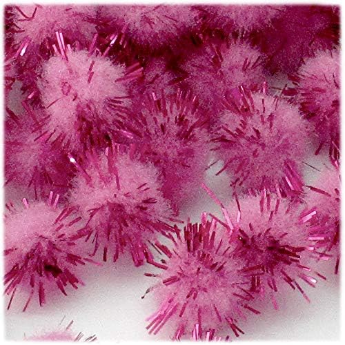 Crafts Outlet Chenille Sparkly Pom Poms Pink Porcupine 10-inch 500-pc