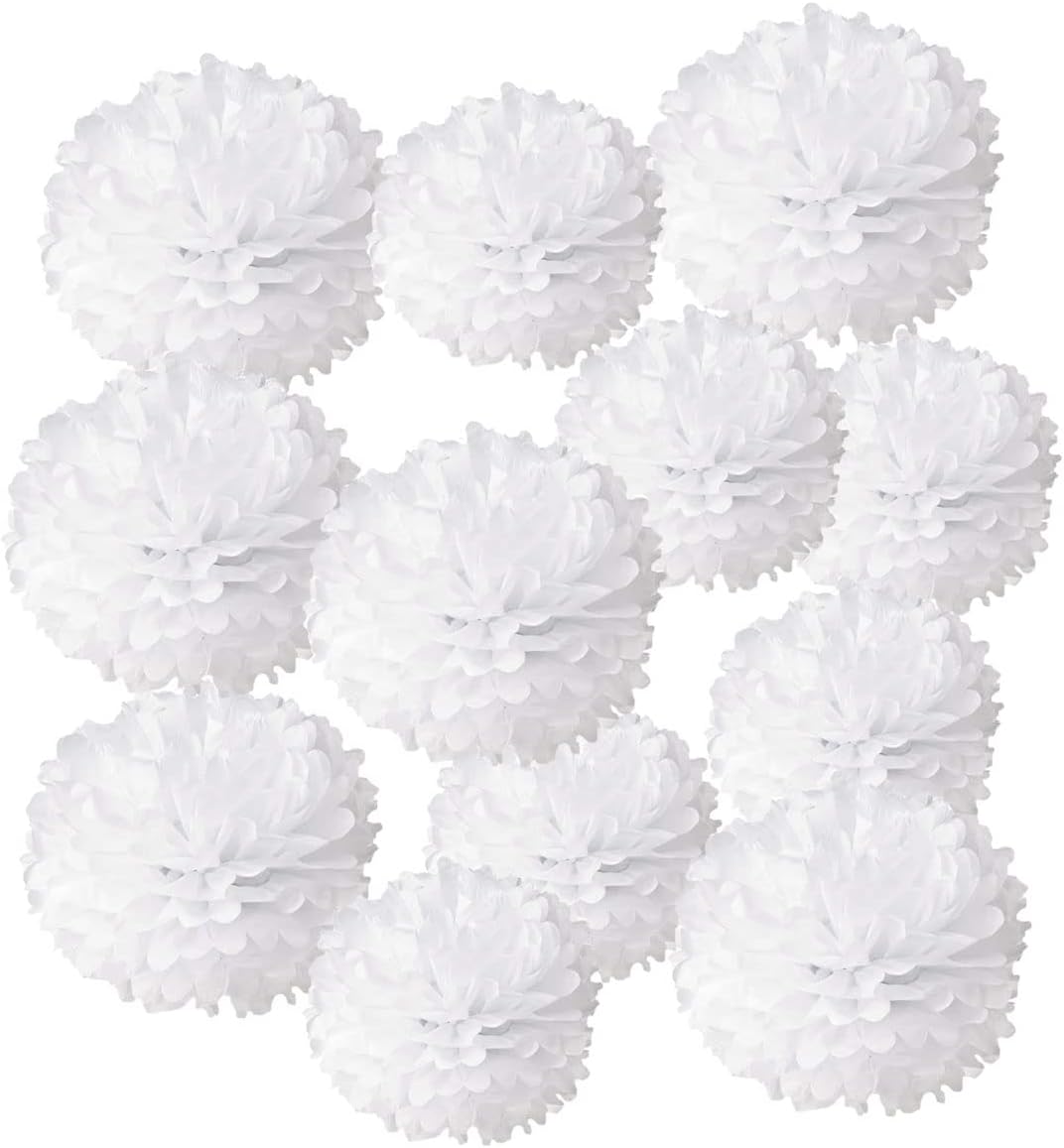12PCS 10in 12in White Paper Pom Poms Wedding Party Decorations DIY Art Craft Blooms