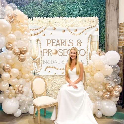 Pearls and Prosecco Bridal Shower Decor Backdrop