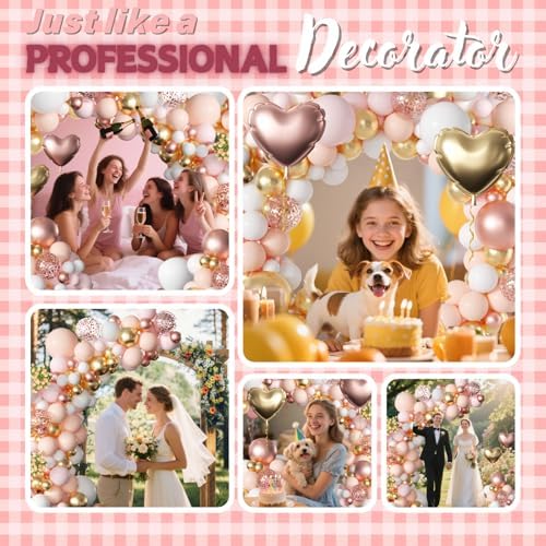All-in-1 Rose Gold Balloon Garland Kit 162Pcs