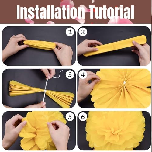 Qimoo 20pcs Coffee Paper Pom Poms Decorations