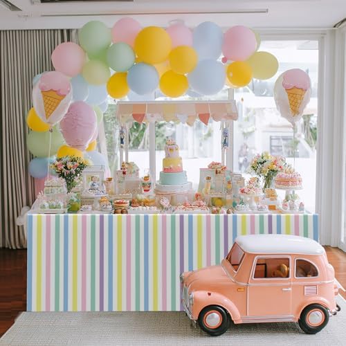 OQOQ Colorful Striped Tablecloths 3 Pack 54x108 Inches