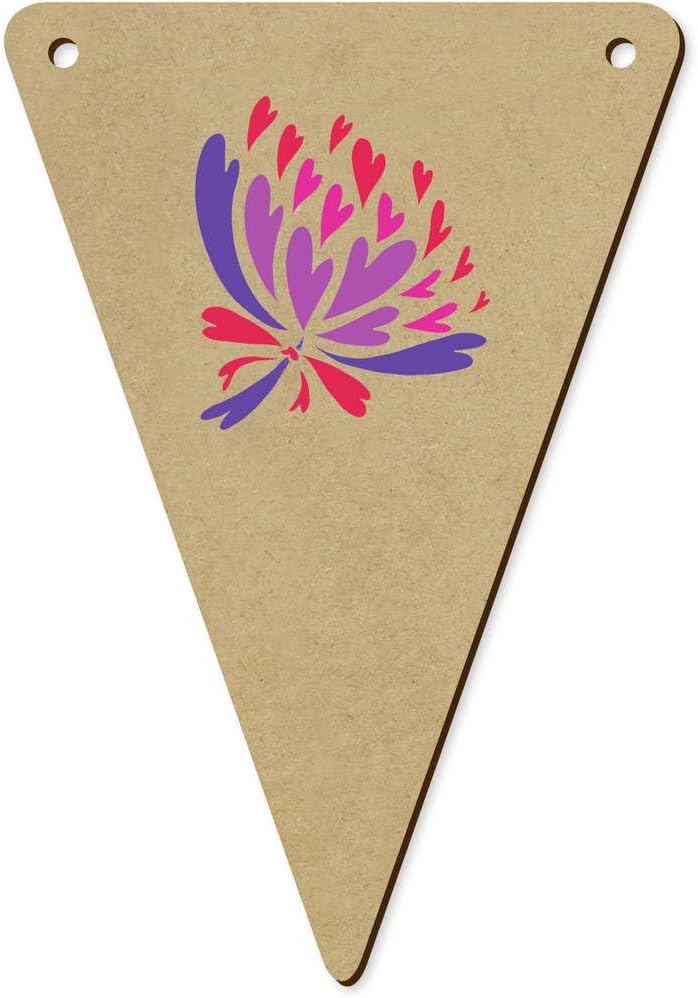 Azeeda 5 x 140mm Heart Bouquet Wooden Bunting Flags