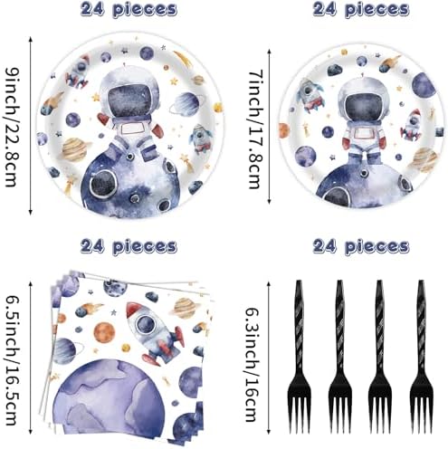 96 Pcs Space Themed Plates and Napkins for Parties