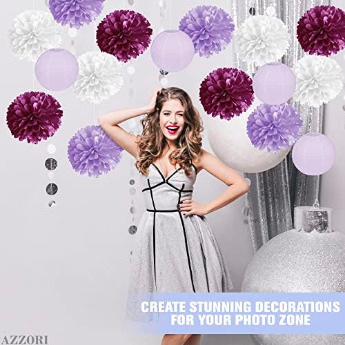 16 Pcs Light Purple Party Decorations Elegant Tissue Paper Flowers