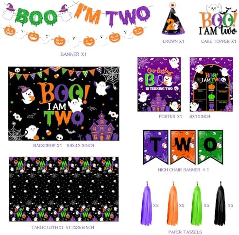 Halloween 2nd Birthday Decorations 164pcs Boo Im Two Party Kit