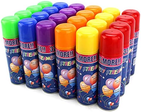 24 Pc Fun Party Streamer Spray String Can Set for Kids