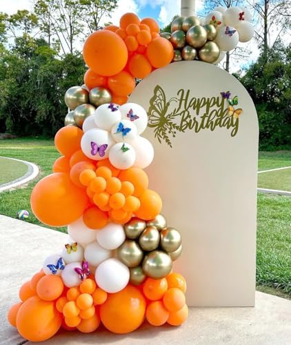Orange and White Balloon Arch Kit with 162 Pieces for Fall Celebrations