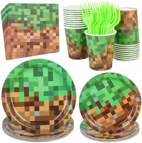 Pixel Gaming Party Supplies Set 100 PCS for 20 Guests