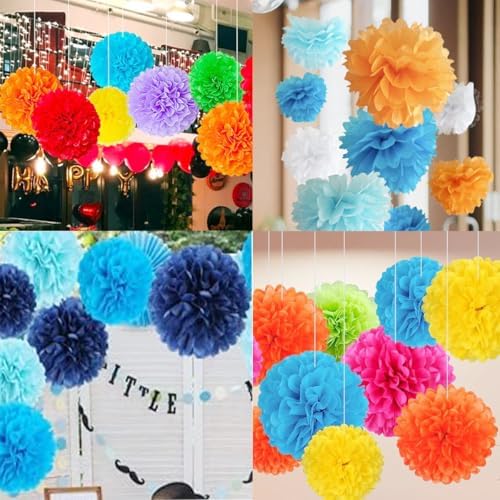 10PCS White Tissue Paper Pom Poms DIY Hanging Decor