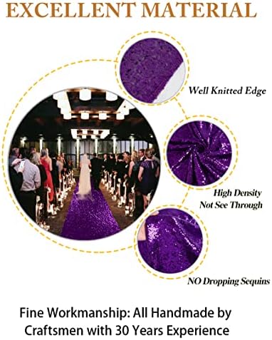 ShiDianYi Purple Sequin Aisle Runner for Wedding