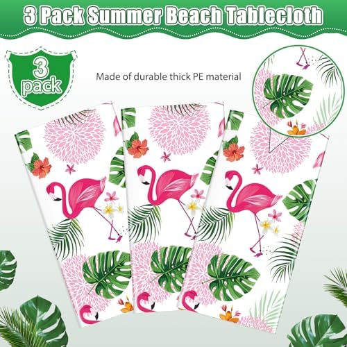 3 Pack Summer Flamingo Tablecloths for Parties