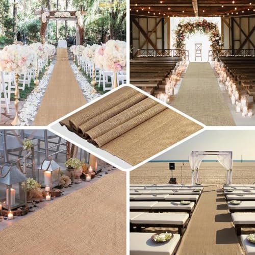 50 Inch x 30 Feet Natural Burlap Wedding Aisle Runner