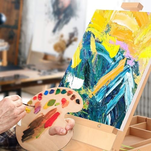 Adjustable Wooden Art Easel Storage Box for Artists and Students
