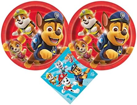 Paw Patrol Birthday Party Supplies Bundle - 16 Plates Napkins