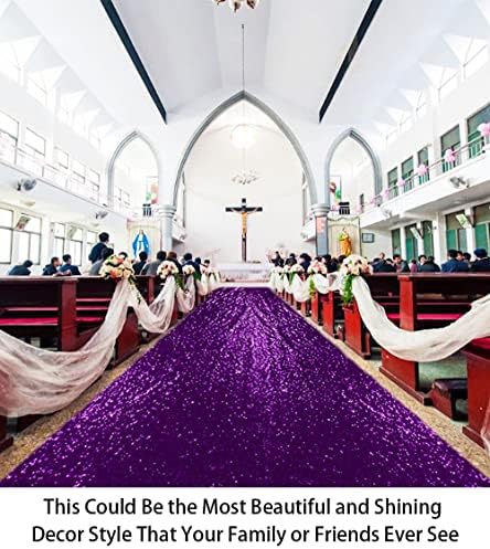 ShiDianYi Purple Sequin Aisle Runner for Wedding