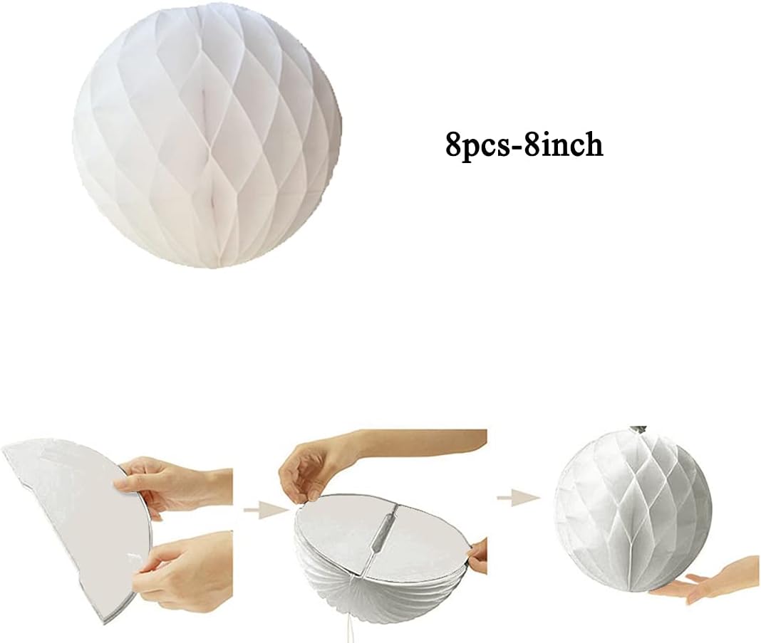 YLYs Love 3D Honeycomb Tissue Paper Balls 8pcs Wall Decor