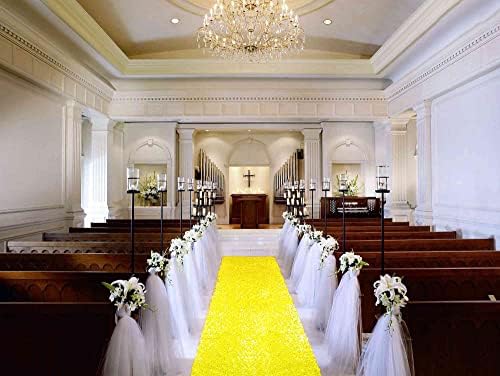 Yellow Sequin Glitter Aisle Runner 2FTx15FT Wedding