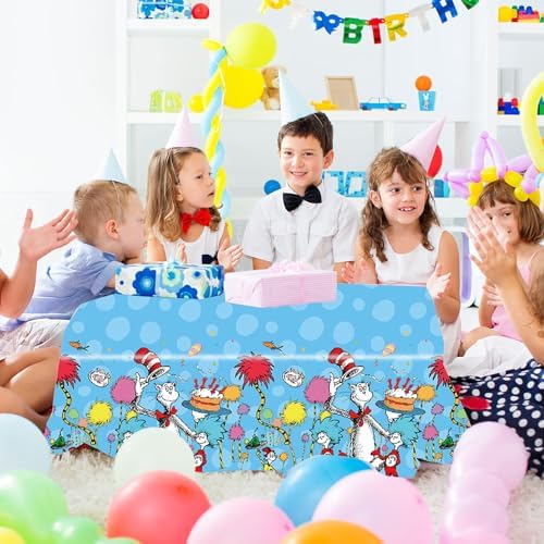We1Fit 2Pack Dr Seuss Party Table Covers - Super Kitties 43 x 79 Inches