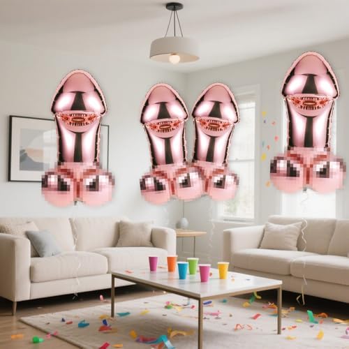4 Pcs Iridescent Balloons Bachelorette Party Favors Rose Gold