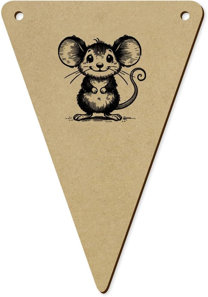 5 Pack Happy Baby Mouse Wooden Bunting Flags