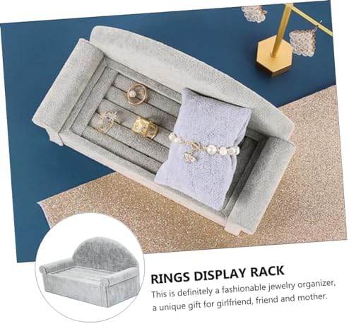 LIFKOME Sofa Shape Jewelry Display Stand in Grey Velvet