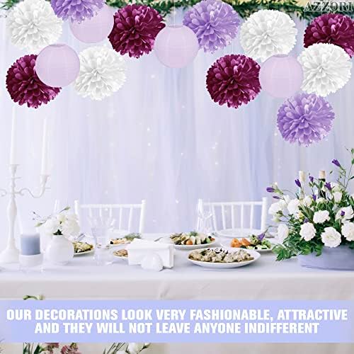 16 Pcs Light Purple Party Decorations Elegant Tissue Paper Flowers