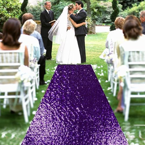 PartyDelight Purple Sequin Carpet Runner 2FTx15FT Wedding Aisle