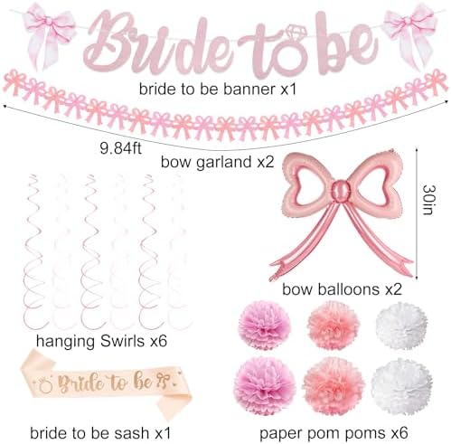 Pink Bow Bachelorette Party Decor Set
