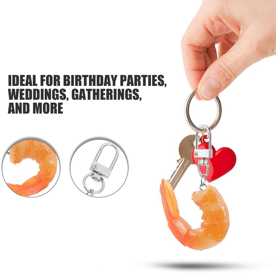 LUOZZY 20 Pcs Orange Artificial Shrimp Keychain