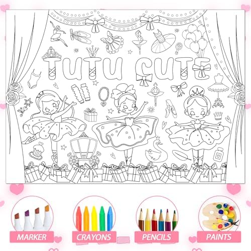 Giant Ballerina Coloring Tablecloth for Kids