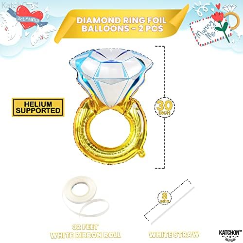 KatchOn 2 Pack 30 Inch Diamond Ring Balloons for Engagement Wedding Bachelorette Parties