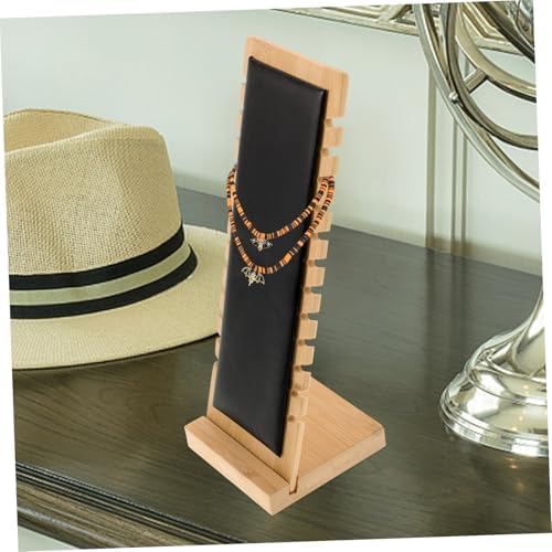 1pc Freestanding Bamboo Necklace Display Stand Organizer