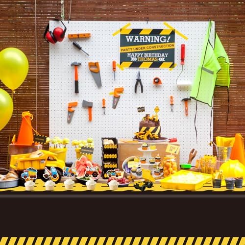 FVEOCR 4 Pack Black Racetrack Table Covers for Construction Themed Birthday Party Decorations