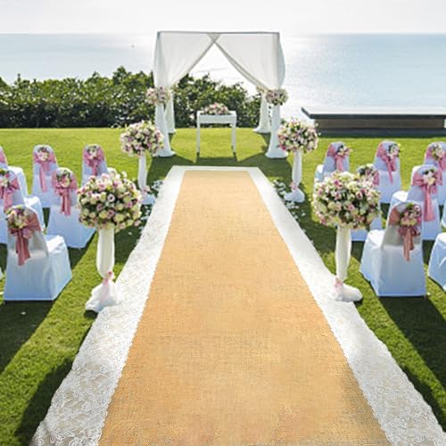 Natural Burlap Wedding Aisle Runner 3ft x 30ft