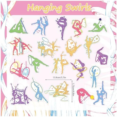 20 Pcs Gymnastics Hanging Streamers with Double Sided Print for Birthday Party Decor
