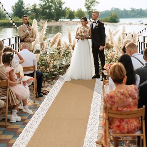 Moonoom 20 Ft x 36 In Natural Burlap Wedding Aisle Runner