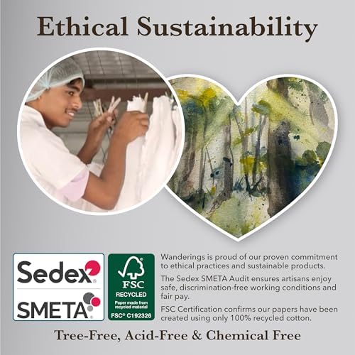 Wanderings Handmade Deckle Edge Paper - 25-Pack - 35 x 2 - 150 GSM - Textured Cotton