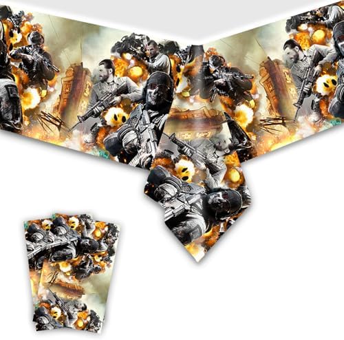 2Pcs Call Duty Birthday Tablecloth Disposable Cover for Kids Boy Baby Shower 70X42 Rectangular