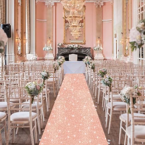 Rose Gold Sequin Aisle Runner Rug 2ft x 15ft