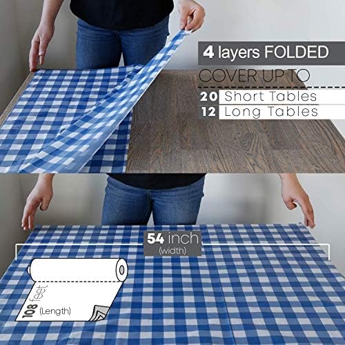 Neatiffy Blue Gingham Tablecloth Roll 54 in x 108 ft