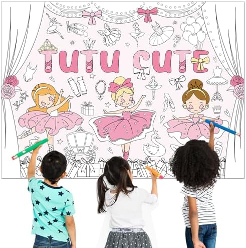 Giant Ballerina Coloring Tablecloth for Kids