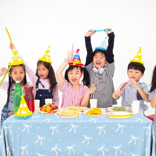 HAKOTI 2Pcs Blue Bow Tablecloth for Themed Parties