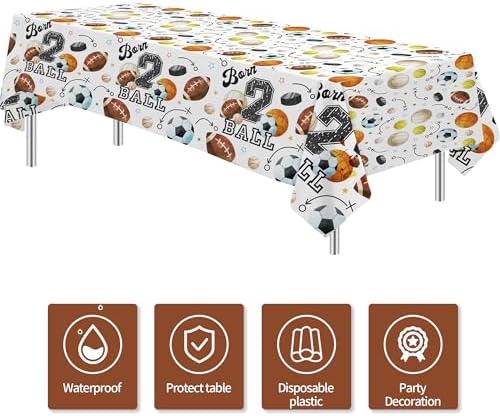 Sports 2nd Birthday Tablecloth Set 3 Pack