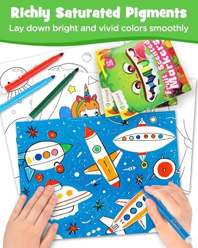 D-FantiX 12 Packs Fruit Scented Washable Markers for Kids